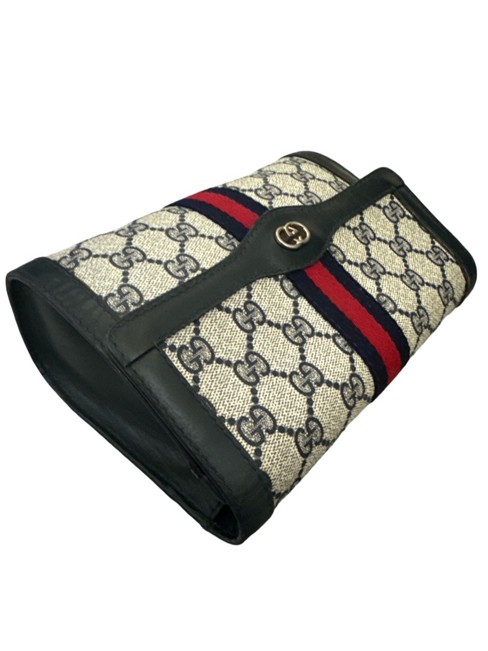 Gucci Navy/Red Web GG Monogram Crossbody Clutch SMALL - Picture 10 of 12